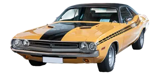 Yellow Black Classic Muscle Car PNG Image