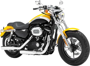 Yellow Black Harley Davidson Motorcycle H D PNG Image