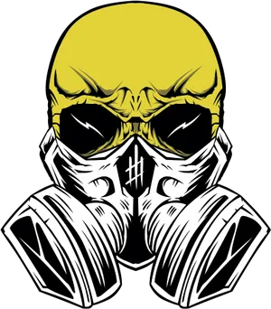 Yellow Black Skull Gas Mask Graphic PNG Image