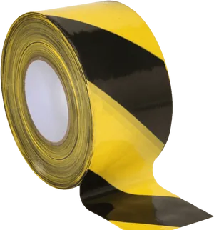 Yellow Black Striped Caution Tape Roll PNG Image