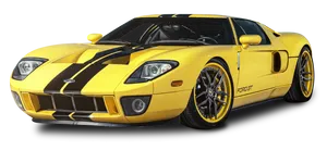 Yellow Black Striped Sports Car PNG Image