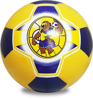 Yellow Blue Animated Eagle Soccer Ball PNG Image