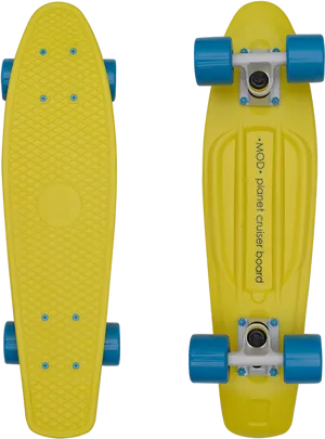 Yellow Blue Penny Skateboard PNG Image