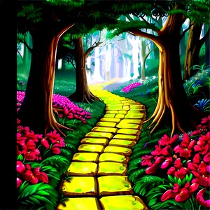 Yellow Brick Road Through Magical Forest Png Ejy PNG Image