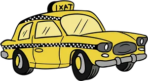 Yellow Cab Cartoon Illustration PNG Image