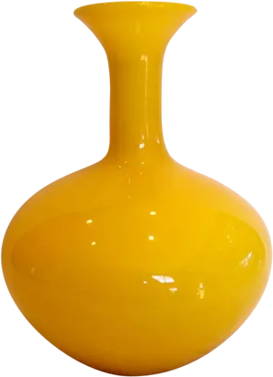 Yellow Ceramic Vase Simple Design PNG Image