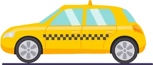 Yellow City Taxi Cartoon PNG Image