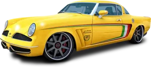 Yellow Classic Sports Car Restomod PNG Image