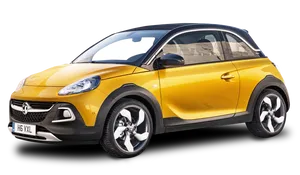 Yellow Compact Car Isolated PNG Image