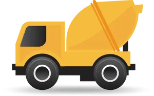 Yellow Concrete Mixer Truck Illustration PNG Image