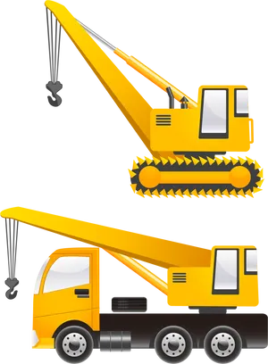 Yellow Construction Cranes Illustration PNG Image