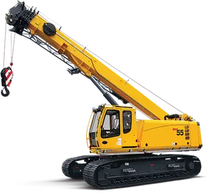 Yellow Crawler Crane Isolated PNG Image