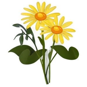 Yellow Daisy Flat Design Png Mne PNG Image