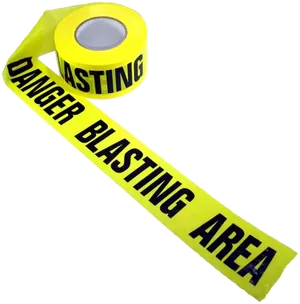 Yellow Danger Blasting Area Warning Tape PNG Image