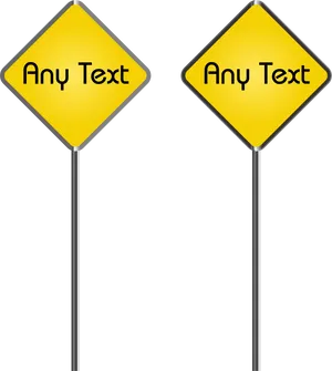 Yellow Diamond Road Signs Blank Text PNG Image