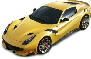 Yellow Ferrari Sports Car Isolated PNG Image