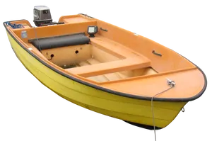 Yellow Fishing Boat With Outboard Motor PNG Image