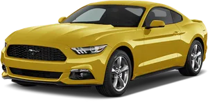 Yellow Ford Mustang Side View PNG Image