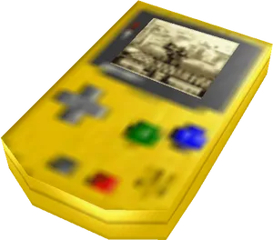 Yellow Gameboy Classic Blurry Background PNG Image