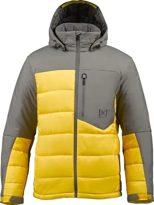 Yellow Gray Hooded Winter Jacket PNG Image