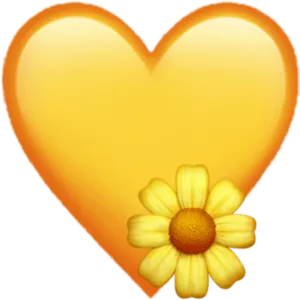 Yellow Heart Daisy Sticker PNG Image