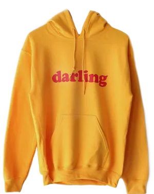 Yellow Hoodie With Darling Text PNG Image