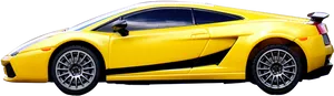 Yellow Lamborghini Side View PNG Image