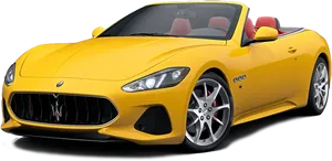 Yellow Maserati Convertible Sports Car PNG Image