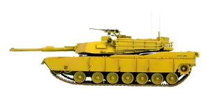 Yellow Military Tank Side View PNG Image