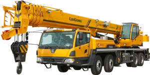 Yellow Mobile Crane Vehicle PNG Image