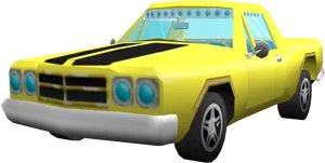 Yellow Muscle Car3 D Model PNG Image