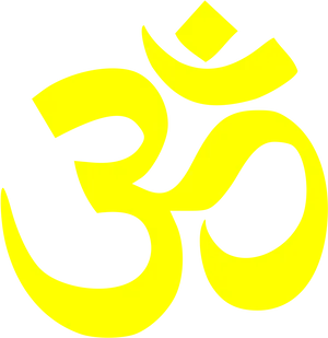 Yellow Om Symbolon Black Background PNG Image