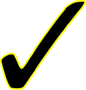 Yellow Outlined Black Checkmark PNG Image