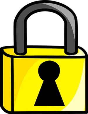 Yellow Padlock Graphic PNG Image