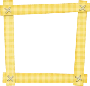 Yellow Plaid Framewith X Corners PNG Image