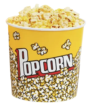 Yellow Popcorn Bucket Full PNG Image