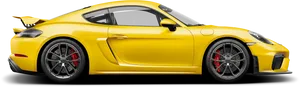 Yellow Porsche718 Cayman G T4 Side View PNG Image