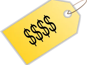 Yellow Price Tag Dollar Signs PNG Image