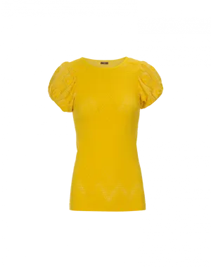 Yellow Puff Sleeve Blouse PNG Image