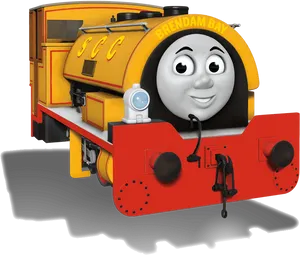 Yellow Red Animated Train Character PNG Image