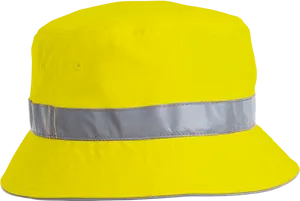 Yellow Reflective Stripe Bucket Hat PNG Image