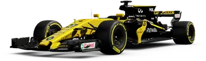 Yellow Renault F1 Race Car Side View PNG Image