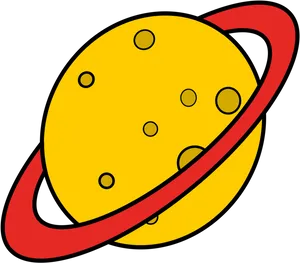 Yellow Ringed Planet Illustration PNG Image