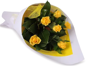 Yellow Rose Bouquet Birthday Gift PNG Image