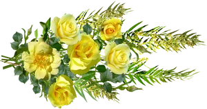 Yellow Rose Bouquet Transparent Background PNG Image