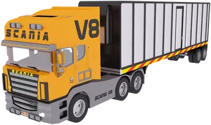 Yellow Scania V8 Truck3 D Model PNG Image