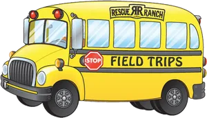 Yellow School Bus Cartoon Field Trip PNG Image