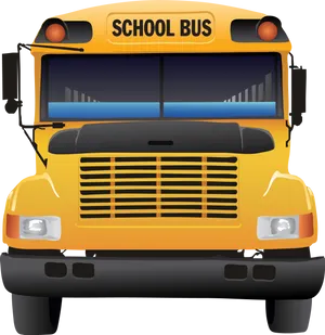 Yellow School Bus Front View PNG Image