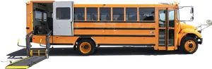 Yellow School Bus With Ramp Extended PNG Image