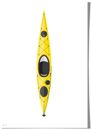 Yellow Single Kayak Top View PNG Image